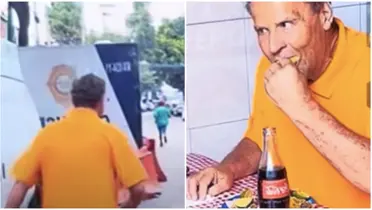 Alfredo Adame comiendo tacos